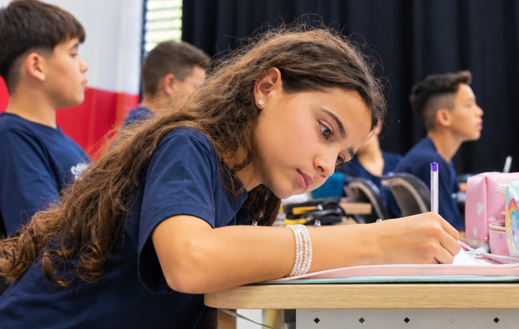 Aluna dos Anos Finais estudando